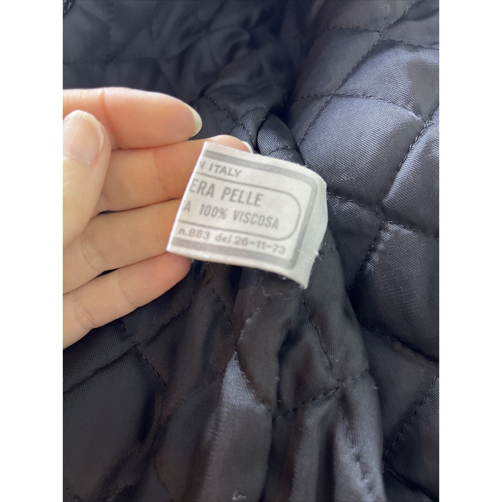Vera Pelle Italian Della Legge 883 Black Leather Bomber Jacket Coat Mens Size 46 - Picture 15 of 16